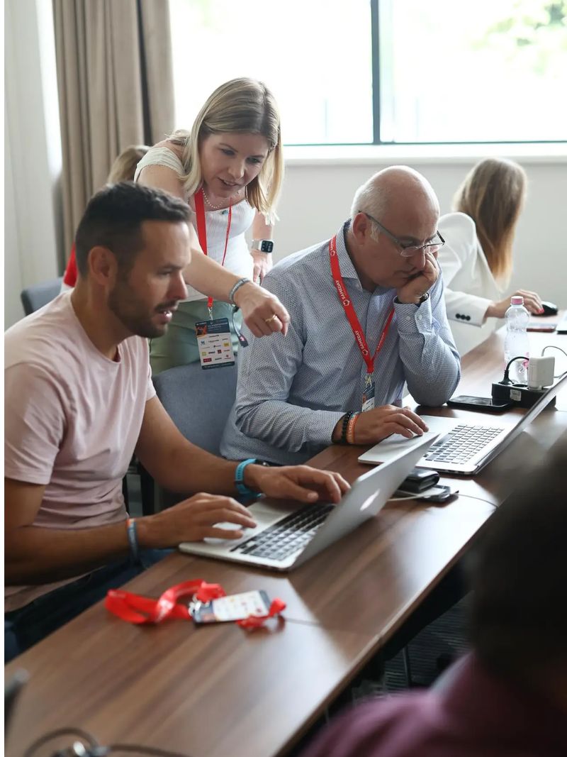 Beatrix Meszaros keynote speaking on stage