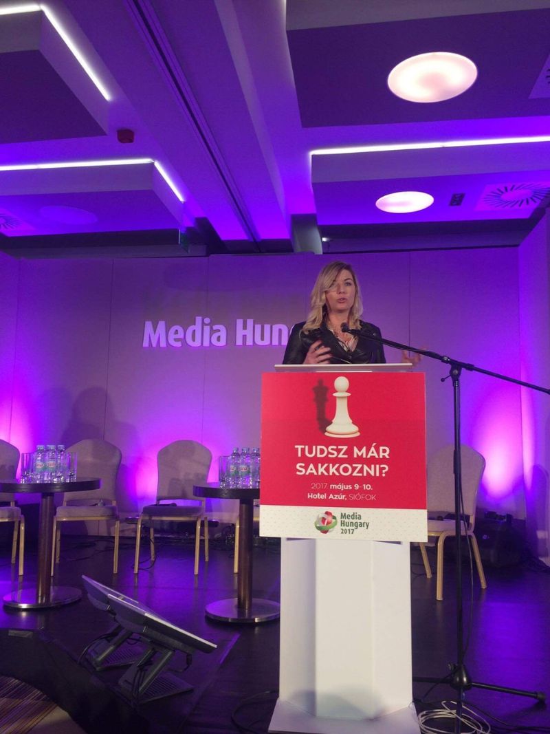 Beatrix Meszaros presenting to audience