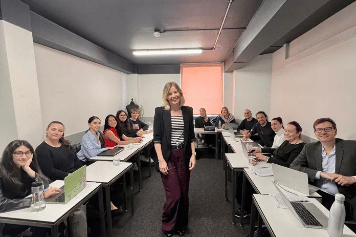 Beatrix Meszaros leading an AI training workshop